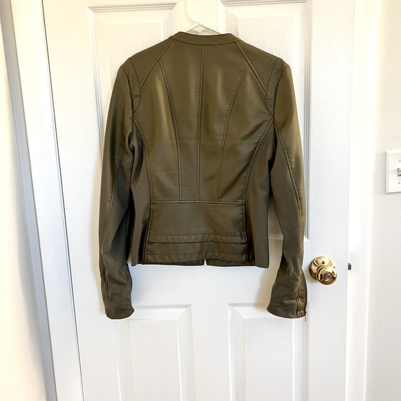 Express olive faux leather jacket - Picture 2 of 2